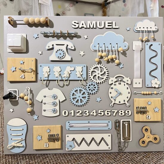 Liels aktivitāšu dēlis- ZILS/balts- 60x70 cm